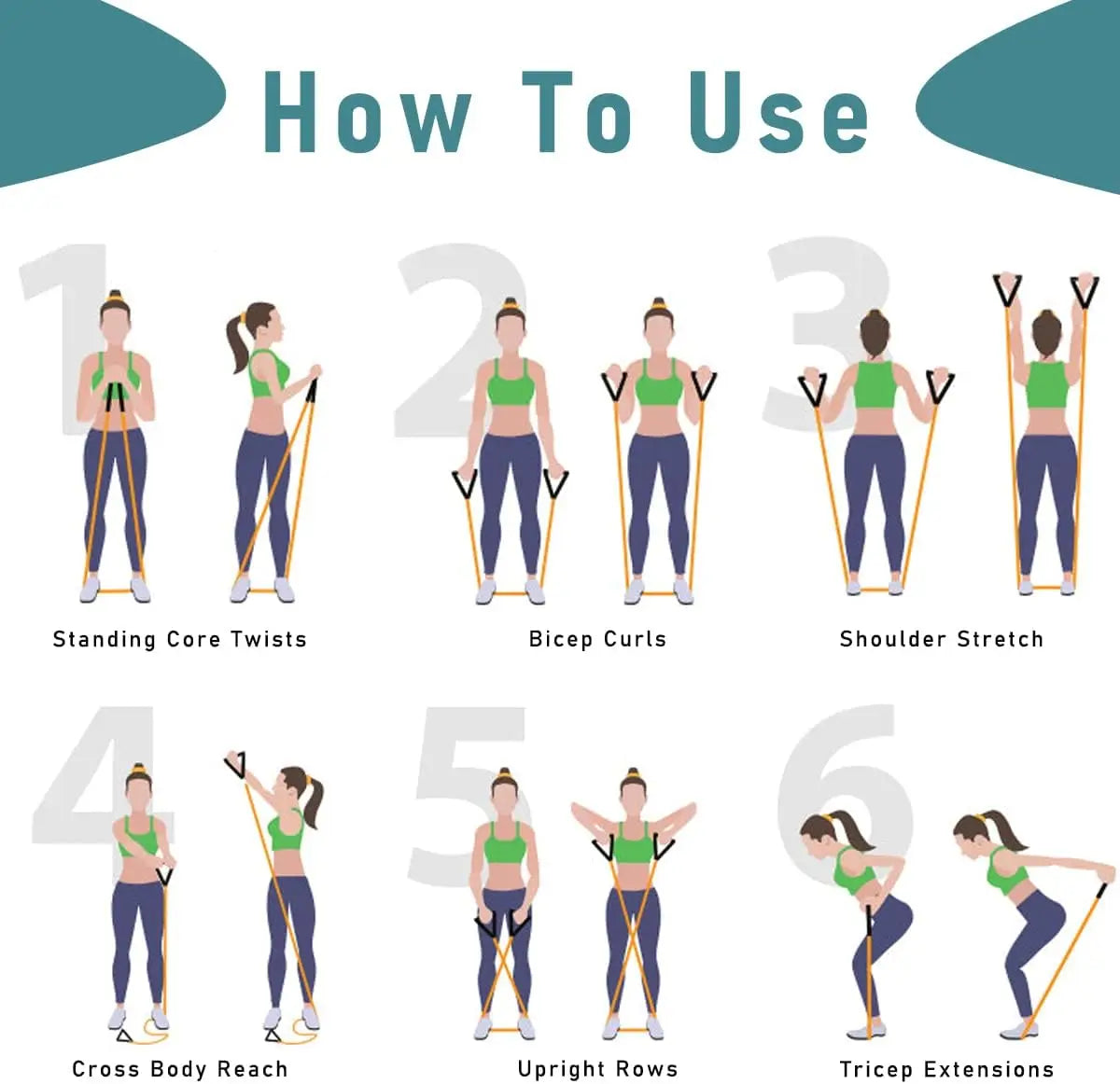 5 Levels Tube & Pull Rope Resistance Bands With Handles Exercise Workout