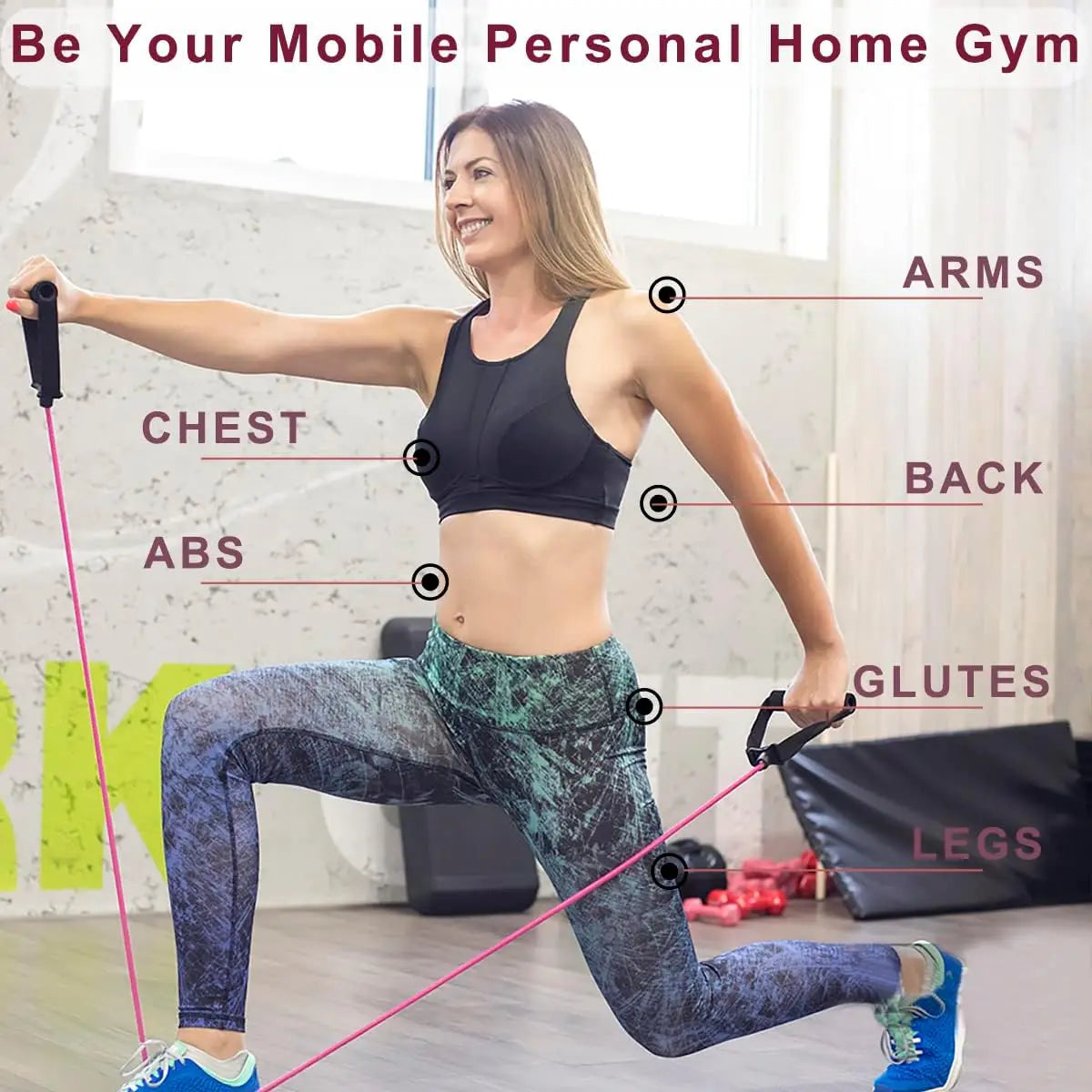 5 Levels Tube & Pull Rope Resistance Bands With Handles Exercise Workout