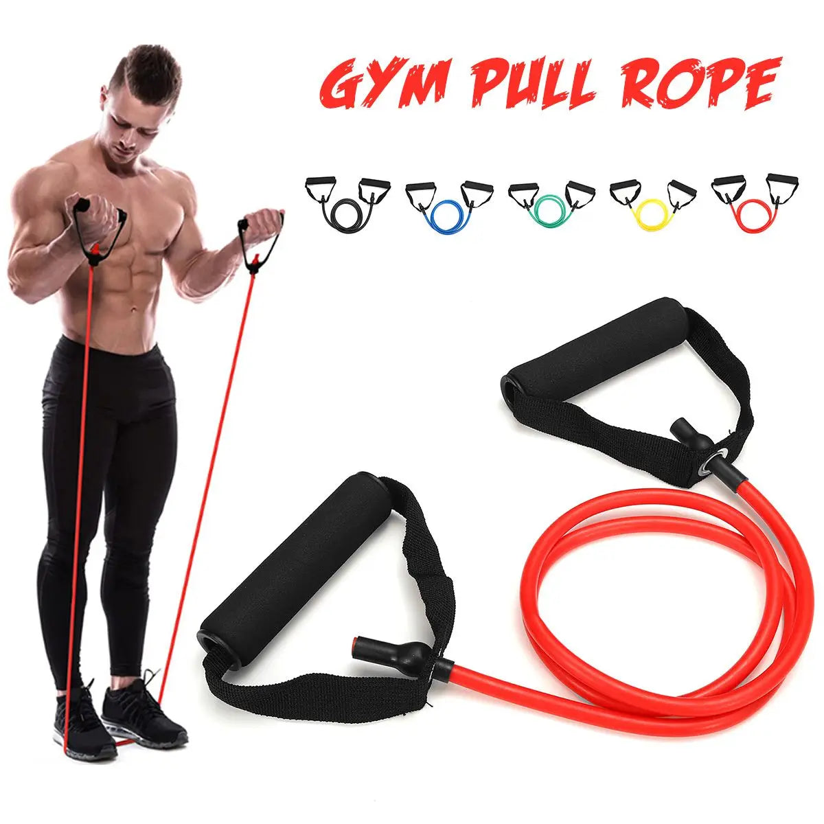 5 Levels Tube & Pull Rope Resistance Bands With Handles Exercise Workout