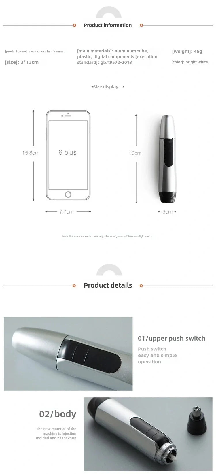 Electric Nose Hair Trimmer For Men with Battery Model