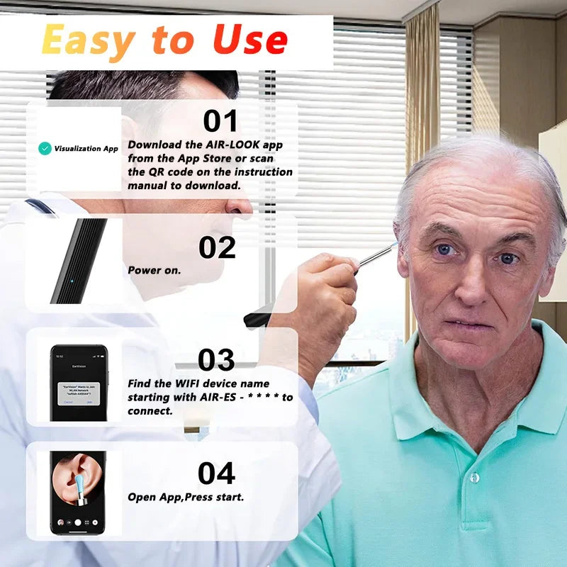 Earwax Removal Endoscope with 5M Camera Luminous Otoscope